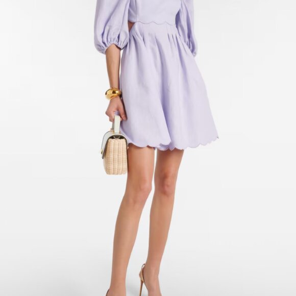 Zimmermann Halliday scalloped linen minidress Purple